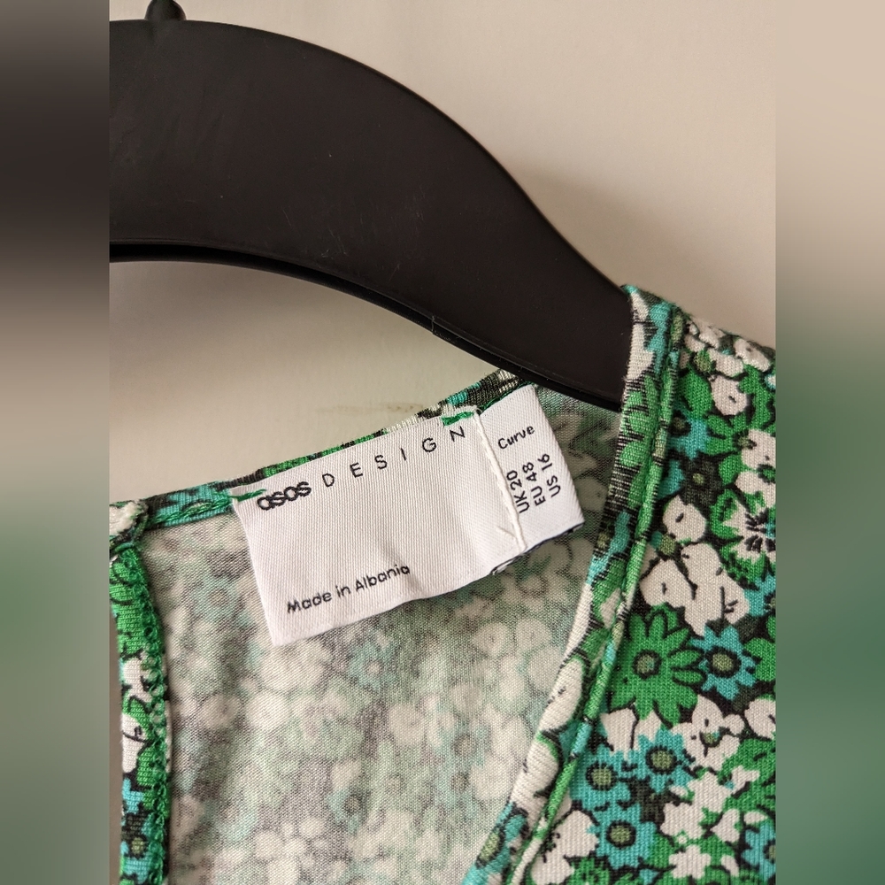 Green Floral Dress Asos Curve Size 20 - Picture 6 of 10